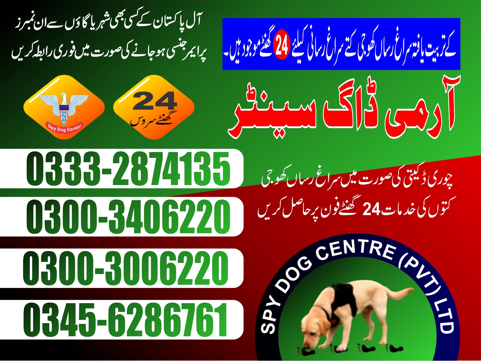 Professional Army Dog Center KHARIAN CANTT - Trained German Shepherd for Security Services