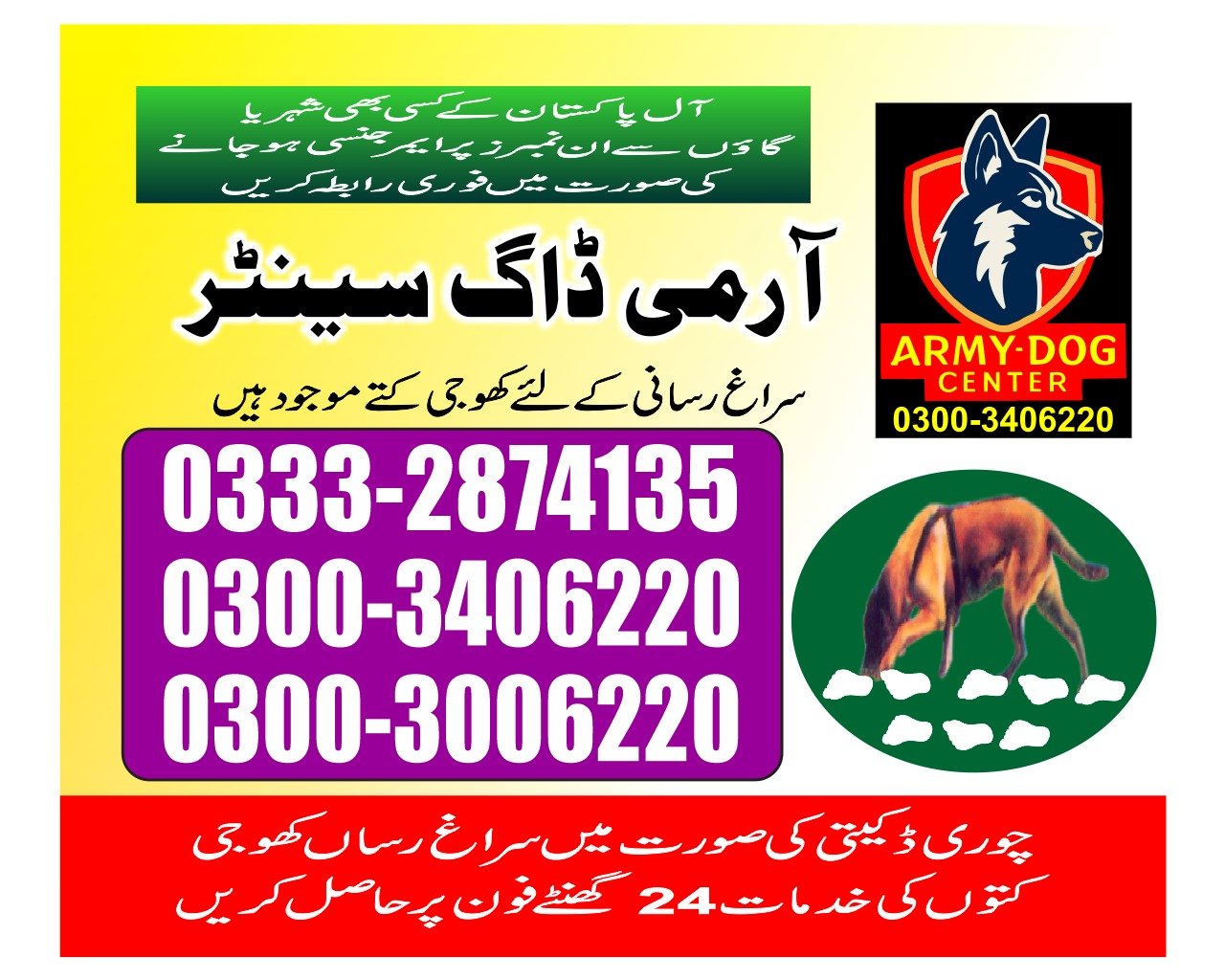 Army Dog center karachi24/7| | 03332874135