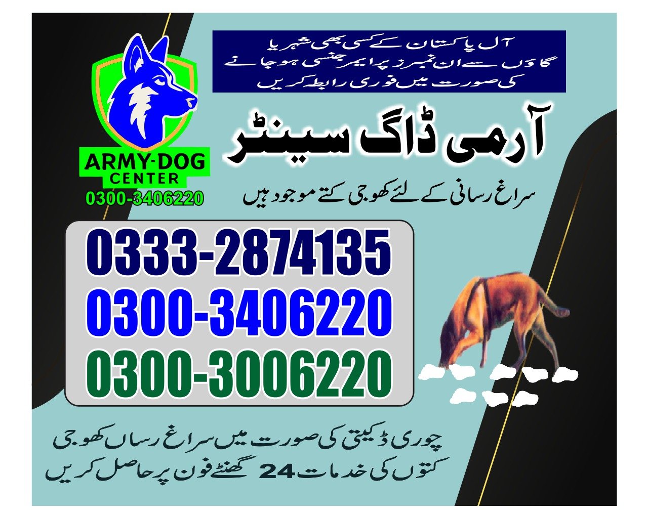 Army Dog center all Pakistan24/7| | 03332874135