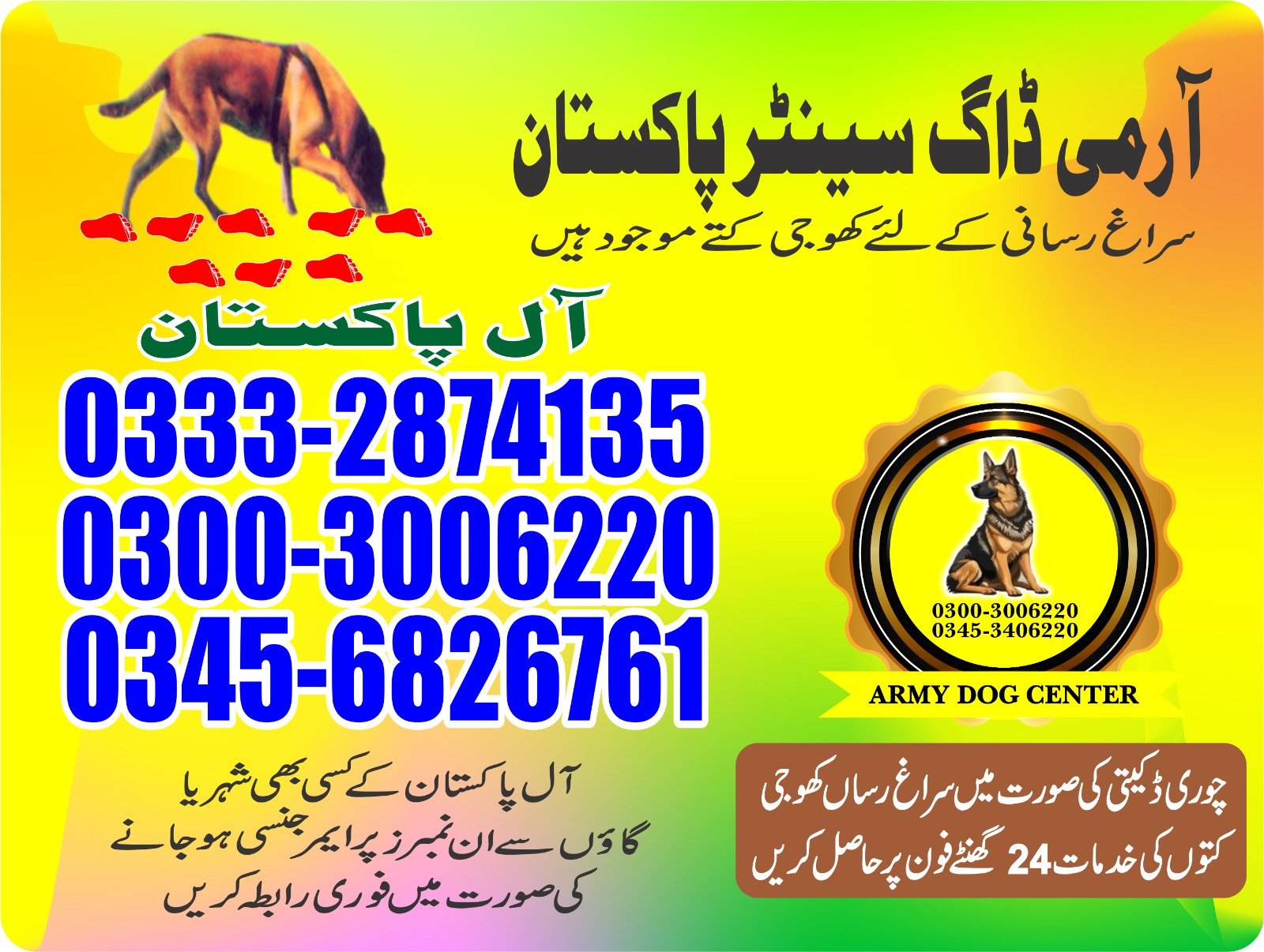 Army Dog Center |   layyah   | 24/7 service | contact us now | 03332874135
