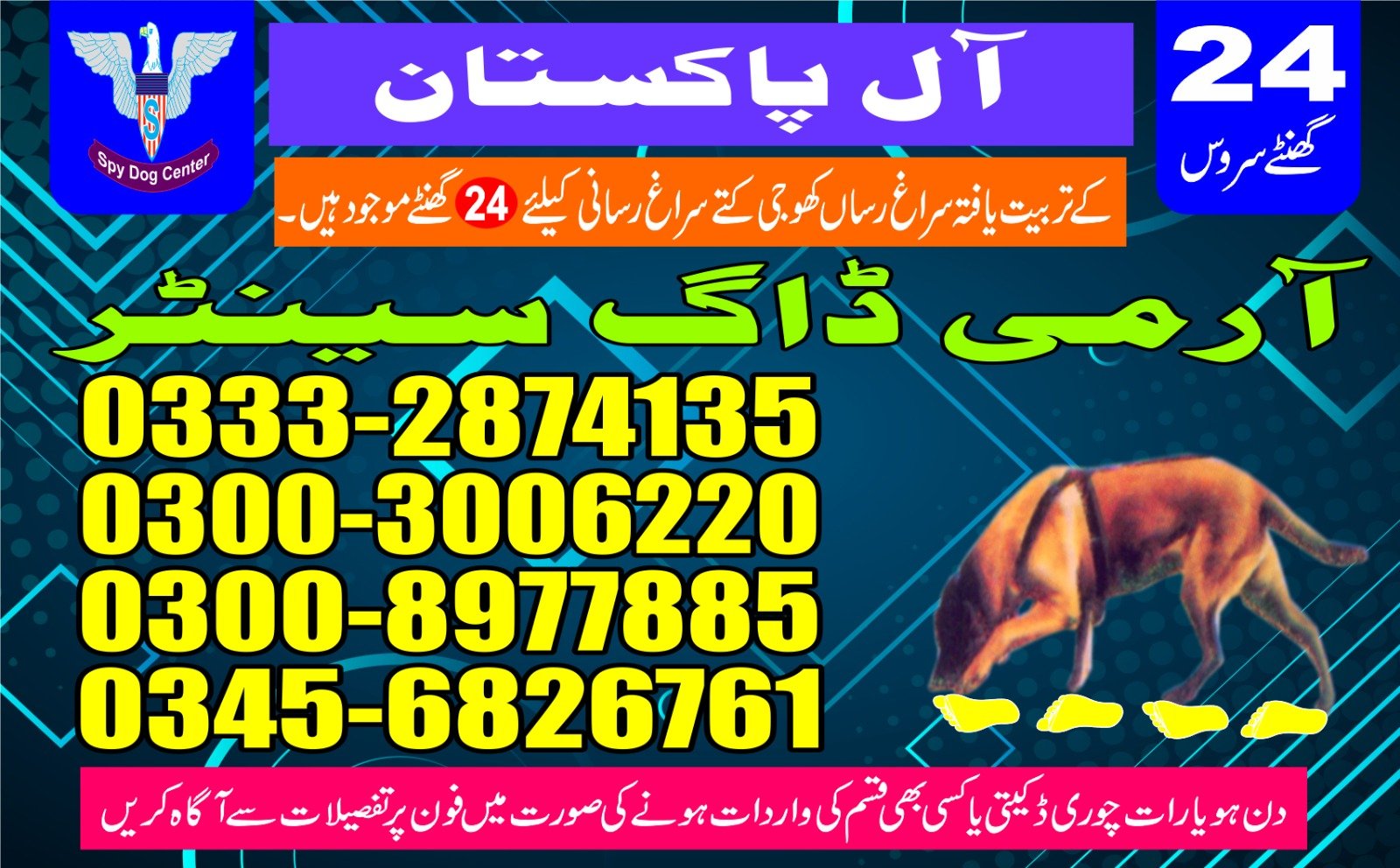 24 /7call Now 03332874135 army Dog Center thatta