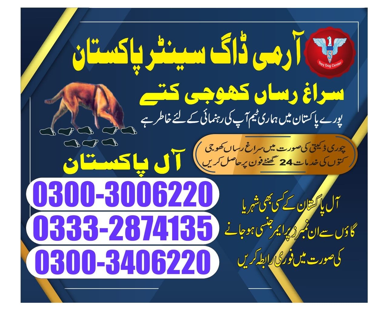 Army Dog Center | Naudero | 24/7 service | contact us now | 03332874135
