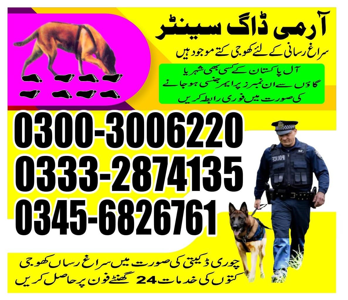 Army Dog Center | Pano aqil cantt | 24/7 service | contact us now | 03332874135