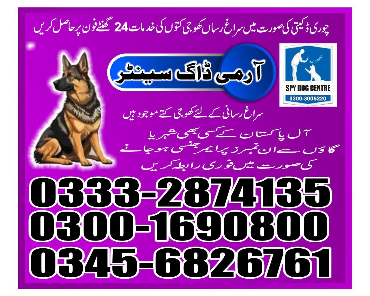 Army Dog Center |     diplo | 03332874135