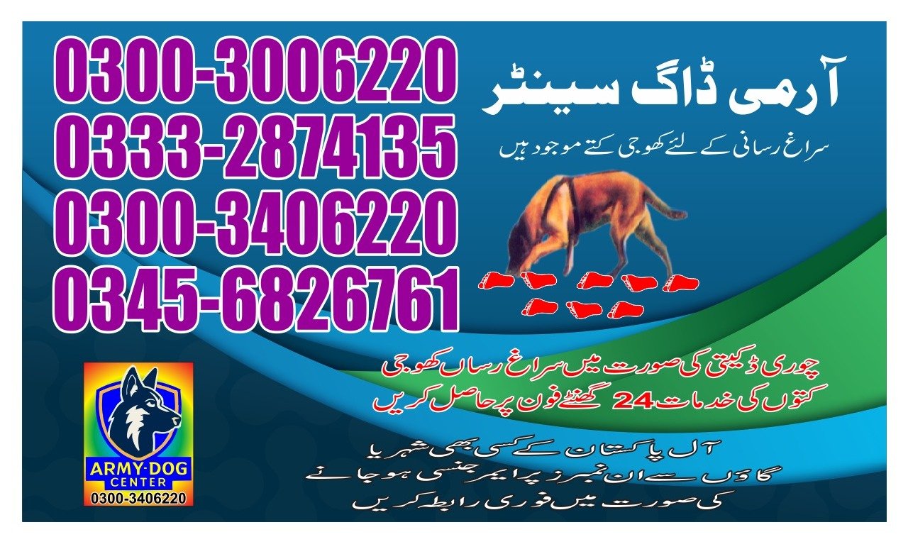 Army Dog Center 24/7   |  Bannu    |     03003006220 | 03332874135