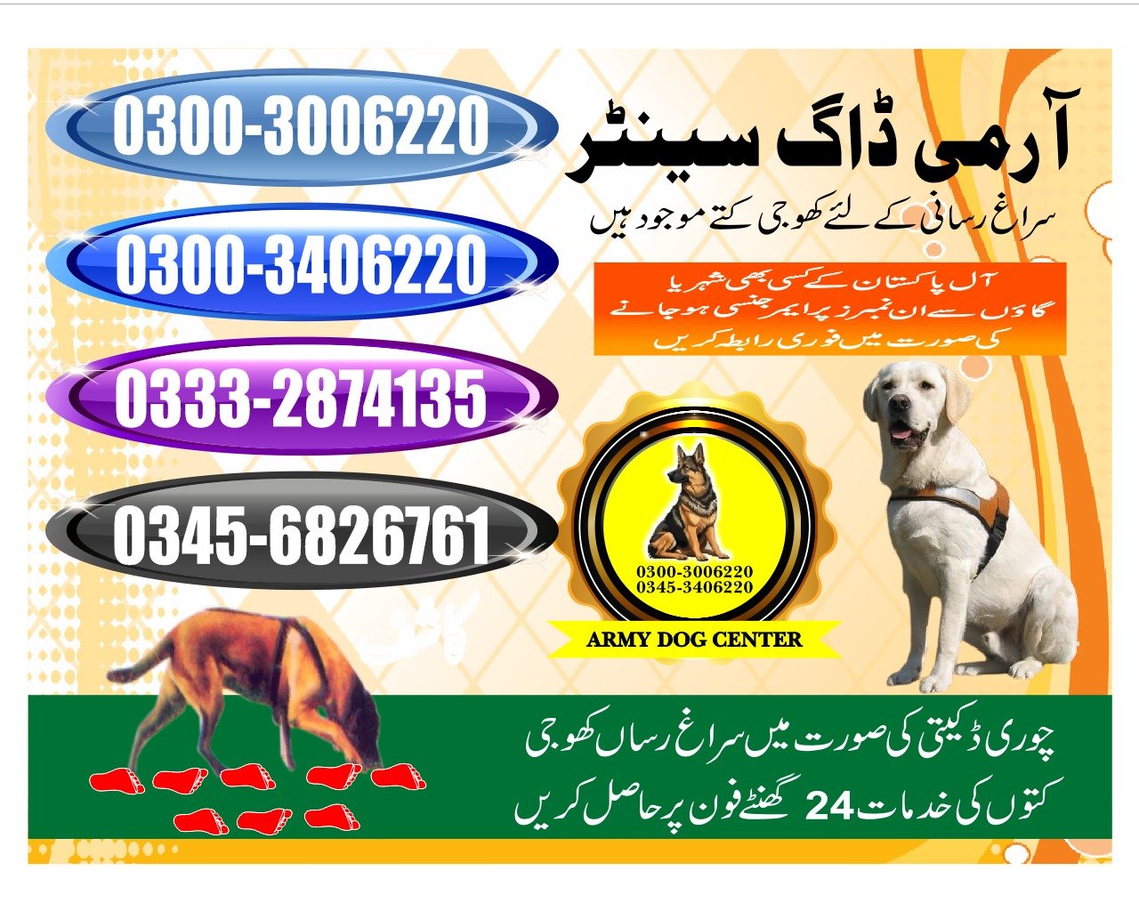 ARMY DOG CENTER |    Sakrand    | 03332874135 | 03008977885 |  24/7
