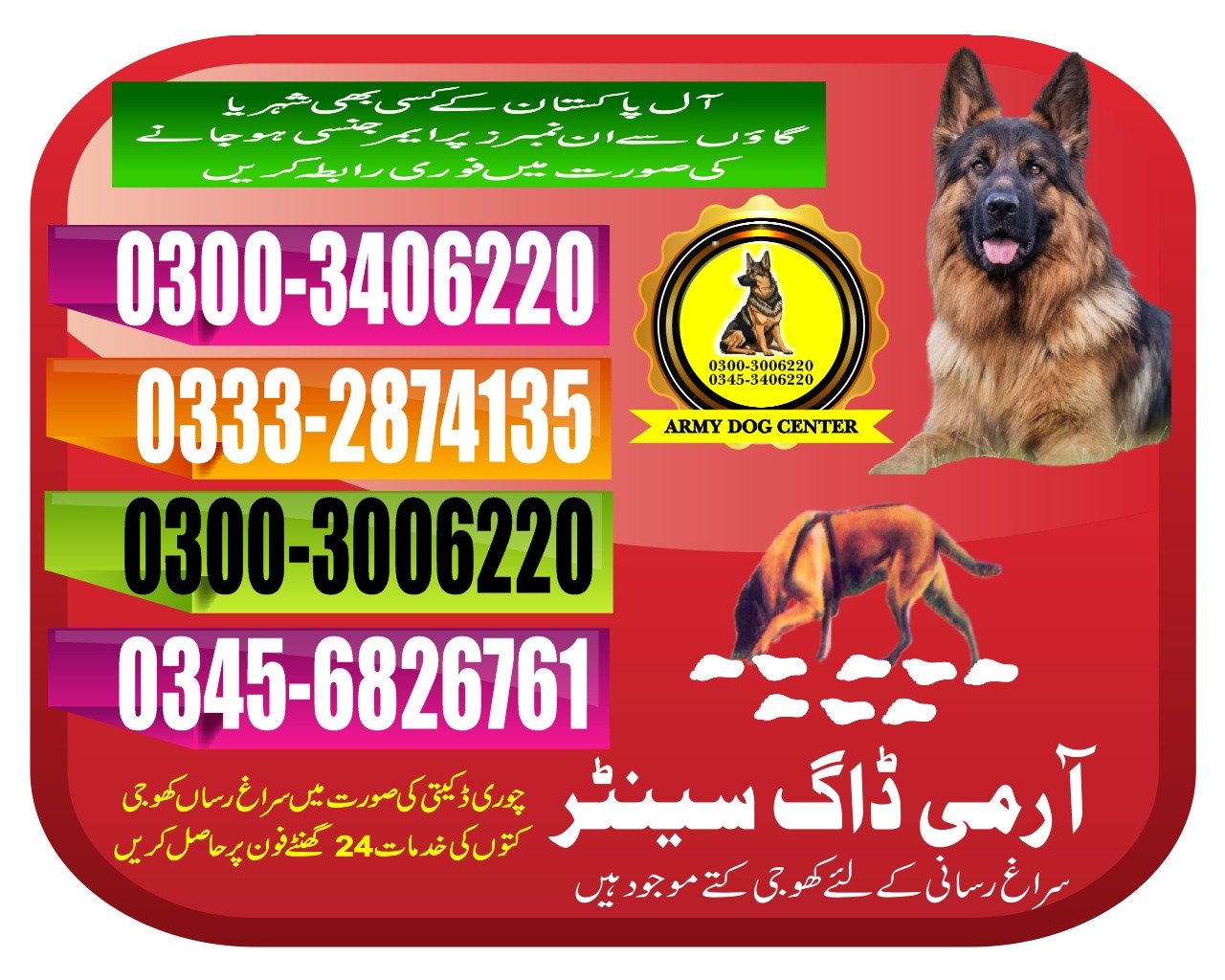 ARMY DOG CENTER |       mirpur mathelo| 03332874135 | 03008977885 |  24/7
