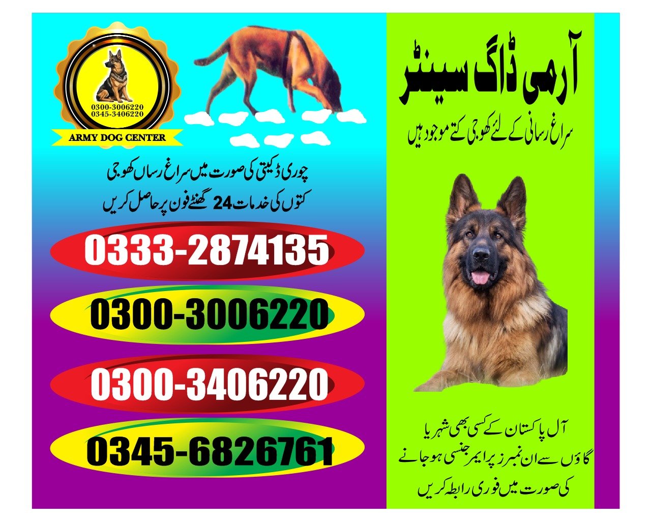 Army Dog Center |    shorkot    | 24/7 | 03332874135