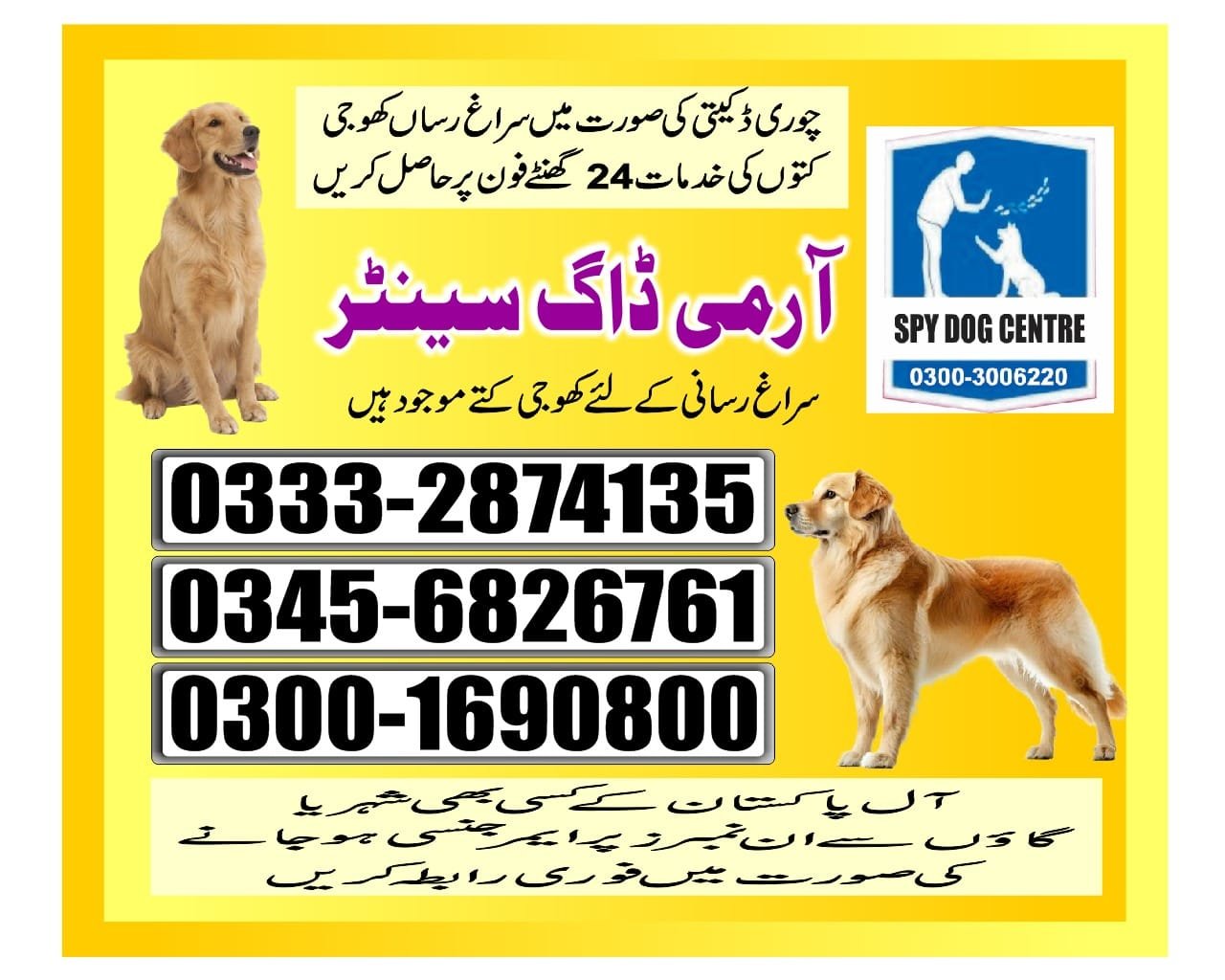 ARMY DOG CENTER | jhang  | 03332874135